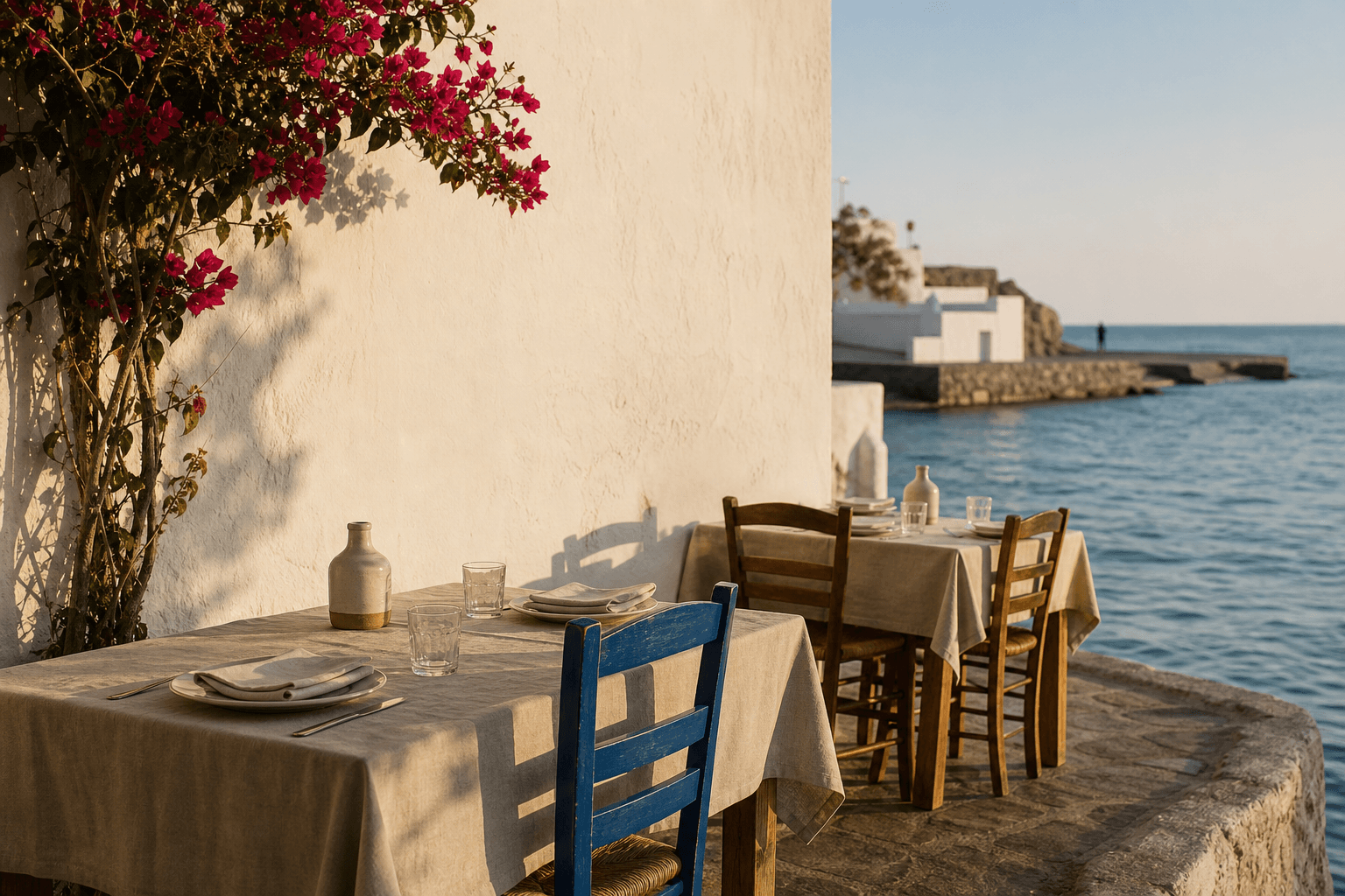 A reserved table at a Naoussa restaurant